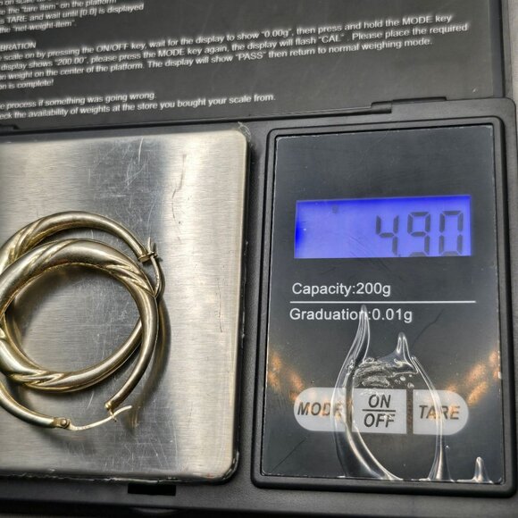 Sterling Silver 925 Twisted Hoop Earrings 1.5" Ribbed Hinged Signed FAS 4.9g - Picture 5 of 5